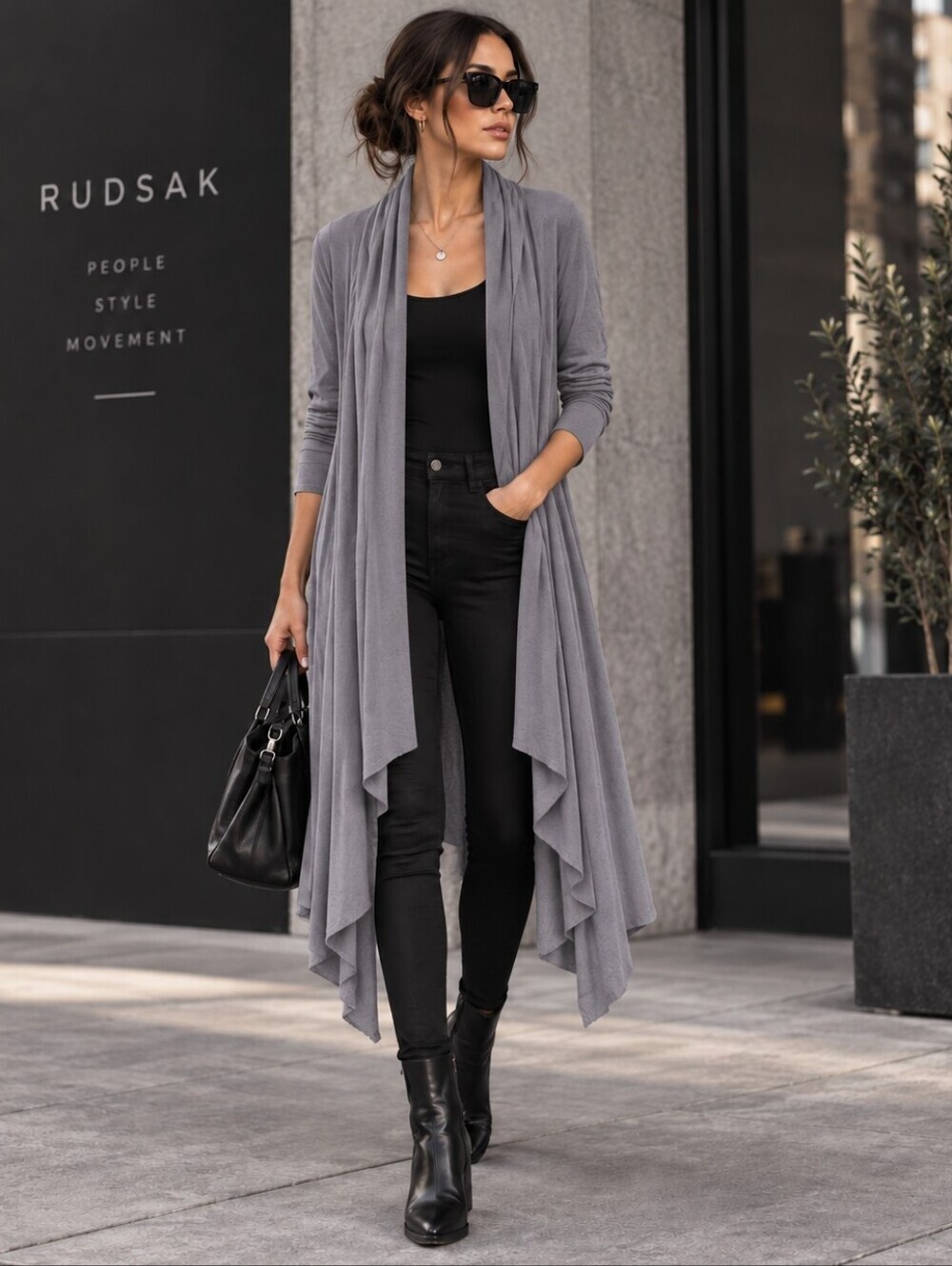 RUDSAK | Long Draped Waterfall Cardigan, Size XS